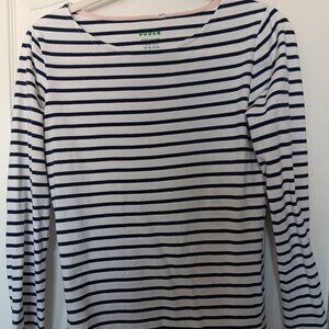 Boden Breton Long sleeve top size 8 100% Cotton Navy/White